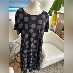 LLR Black and Silver Pocketed Swing Dress, Sz L